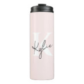 Moderne Blush-Rose Personalisiert Monogramm Name - Thermosbecher (Vorderseite)