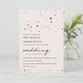 MODERNE BLUSH RUST TERRAZZO PATTERN WEDING INVITE DANKESKARTE (Stehend Vorderseite)