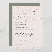 MODERNE BLUSH RUST TERRAZZO PATTERN WEDING INVITE DANKESKARTE (Vorne/Hinten)
