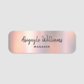 Moderne Blush Shimmer Metallic Girl Namensschild (Vorderseite)