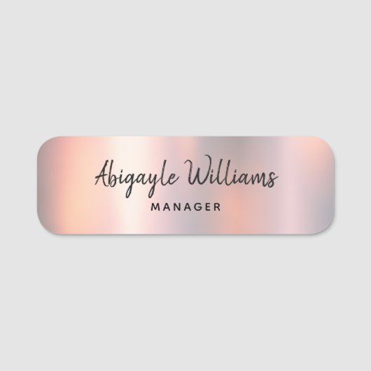 Moderne Blush Shimmer Metallic Girl Namensschild (Vorderseite)