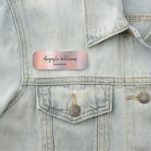 Moderne Blush Shimmer Metallic Girl Namensschild (Beispiel)