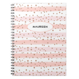Moderne Blush Streifen Golden Dots Persönliche Bez Notizblock
