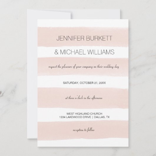 Moderne Blush Stripes Einladung (Vorderseite)