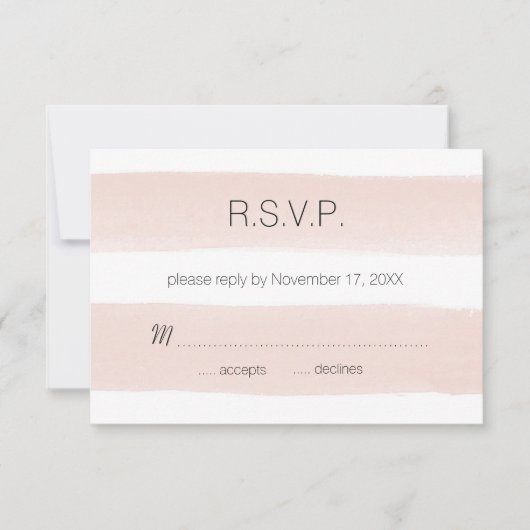 Moderne Blush Stripes UAWG RSVP Karte (Vorderseite)