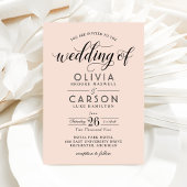 Moderne Blush- und Black Script-Hochzeit Einladung