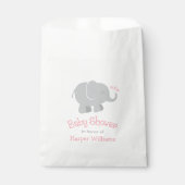Moderne Blush und Graue Elephant Girl Baby Dusche Geschenktütchen (Vorderseite)