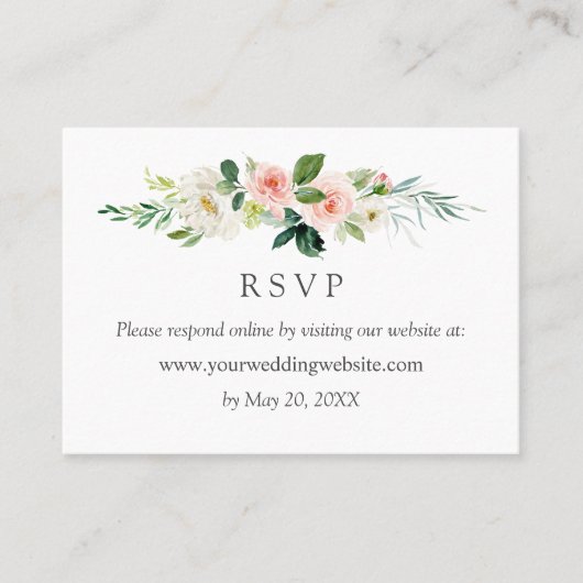 Moderne Blush Wedding RSVP Online Website Visitenkarte (Vorderseite)