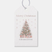 Moderne Blush-Weihnachtsbaum – Personalisierter Fe Geschenkanhänger (Vorderseite)