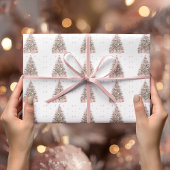 Moderne Blush-Weihnachtsbaum – Personalisierter Fe Geschenkpapier