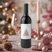 Moderne Blush-Weihnachtsbaum-Weinetikett Weinetikett