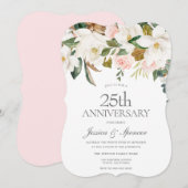 Moderne Blush Weiße Blüte 25. Hochzeitstag Einladung (Vorne/Hinten)