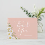 Moderne Blush & White Daisies Hochzeit Vielen Dank Dankeskarte (Stehend Vorderseite)