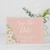 Moderne Blush & White Daisies Save The Date (Stehend Vorderseite)