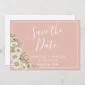 Moderne Blush & White Daisies Save The Date (Vorne/Hinten)