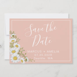 Moderne Blush & White Daisies Save The Date