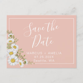 Moderne Blush & White Daisies Save the Date Ankündigungspostkarte