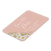 Moderne Blush & White Daisies Save the Date Magnet (Linke Seite)