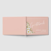 Moderne Blush & White Daisies Wedding Gästebuch (Voll)