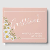 Moderne Blush & White Daisies Wedding Gästebuch (Vorderseite)