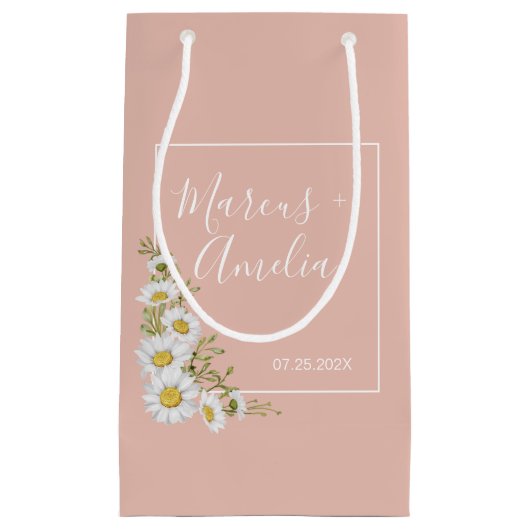 Moderne Blush & White Daisise Hochzeit Kleine Geschenktüte (Vorderseite)