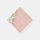 Moderne Blush & White Daisise Hochzeit Serviette (Ecke)