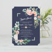 Moderne Blush White Floral Frame Lingerie Dusche Einladung (Stehend Vorderseite)