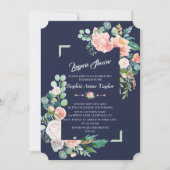 Moderne Blush White Floral Frame Lingerie Dusche Einladung (Vorderseite)