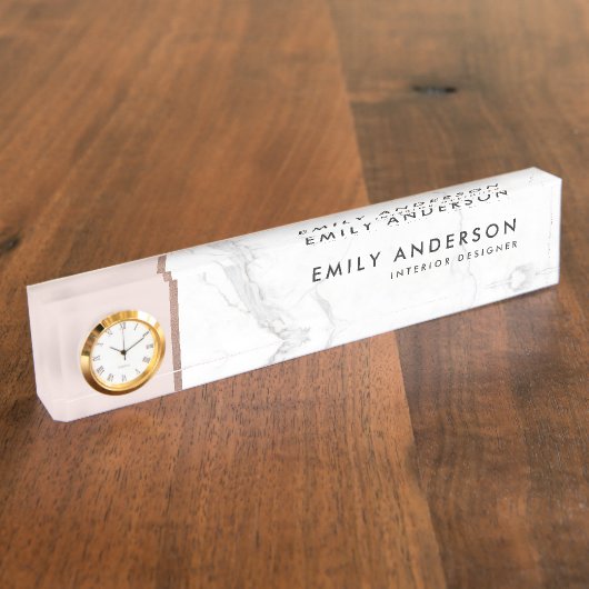 MODERNE BLUSPINK ROSE GOLD MARBLE TEXTURE NAMENSPLAKETTE (Seite)