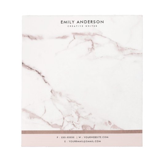 MODERNE BLUSPINK ROSE GOLD MARBLE TEXTURE NOTIZBLOCK (Vorderseite)