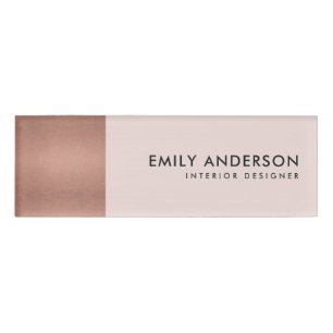 MODERNE BLUSTERPINK ROSE GOLD SHIMMER TEXTURE NAMENSCHILD