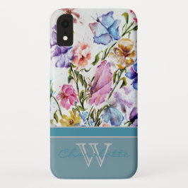 Moderne Blüten und Schmetterlinge mit Aquamarinem  Case-Mate iPhone Hülle