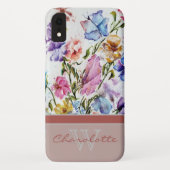 Moderne Blüten und Schmetterlinge mit Blütenmonogr Case-Mate iPhone Hülle (Rückseite)