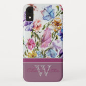 Moderne Blüten und Schmetterlinge mit Monogramm Na Case-Mate iPhone Hülle (Rückseite)