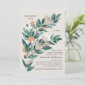 Moderne Blütenblüte botanische Vegetation Babydusc Einladung (Stehend Vorderseite)
