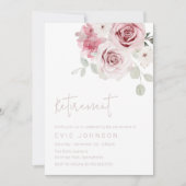 Moderne blütenfarbene Rose Ruhestand Einladung (Vorderseite)