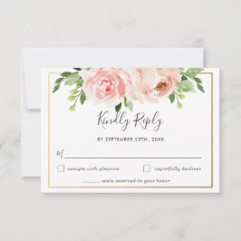 Moderne Blütengrüne Hochzeitskarte RSVP Karte