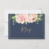 Moderne Blütengrüne Hochzeitskarte RSVP Karte (Rückseite)