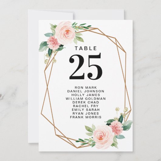 moderne blütengrüne Tischnummern (Rückseite)