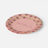 Moderne Blütenpraxis mit rosa und Limon Pappteller (Schrägansicht)