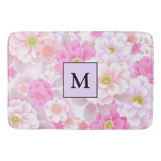 Moderne Blütenrosa Badematte (Vorderseite)