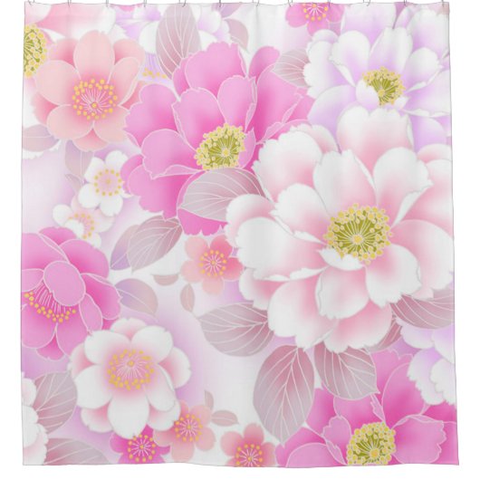 Moderne Blütenrosa Duschvorhang (Vorderseite)