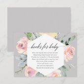 Moderne blütenrosa und graue Blumenbücher für das  Begleitkarte (Vorne/Hinten)