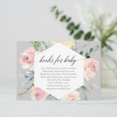 Moderne blütenrosa und graue Blumenbücher für das  Begleitkarte (Stehend Vorderseite)