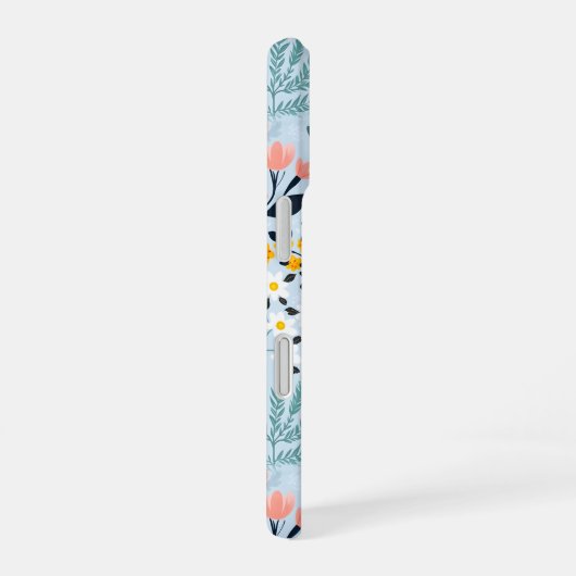 Moderne Blütenwelt in Blau iPhone 16 Hülle (Rechte Seite)