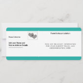 Moderne Boarding-Durchlauf-Hochzeit in Urlaubsort Einladung (Rückseite)