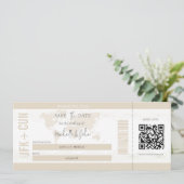 Moderne Boarding Pass Zielort Save the Date Einladung (Stehend Vorderseite)