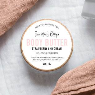 Moderne Body Butter Feminine Pink Produktverpackun Runder Aufkleber
