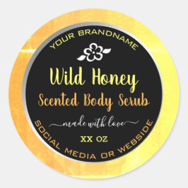 Moderne Body Serub Packaging Labels Orange Black Runder Aufkleber