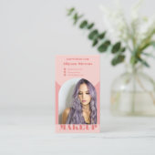 Moderne Bogen-Make-up-pinke Foto-QR-Code-Logo Visitenkarte (Stehend Vorderseite)